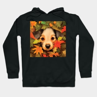 An Adorable Puppy in Beautiful Autumn Leaves Hoodie